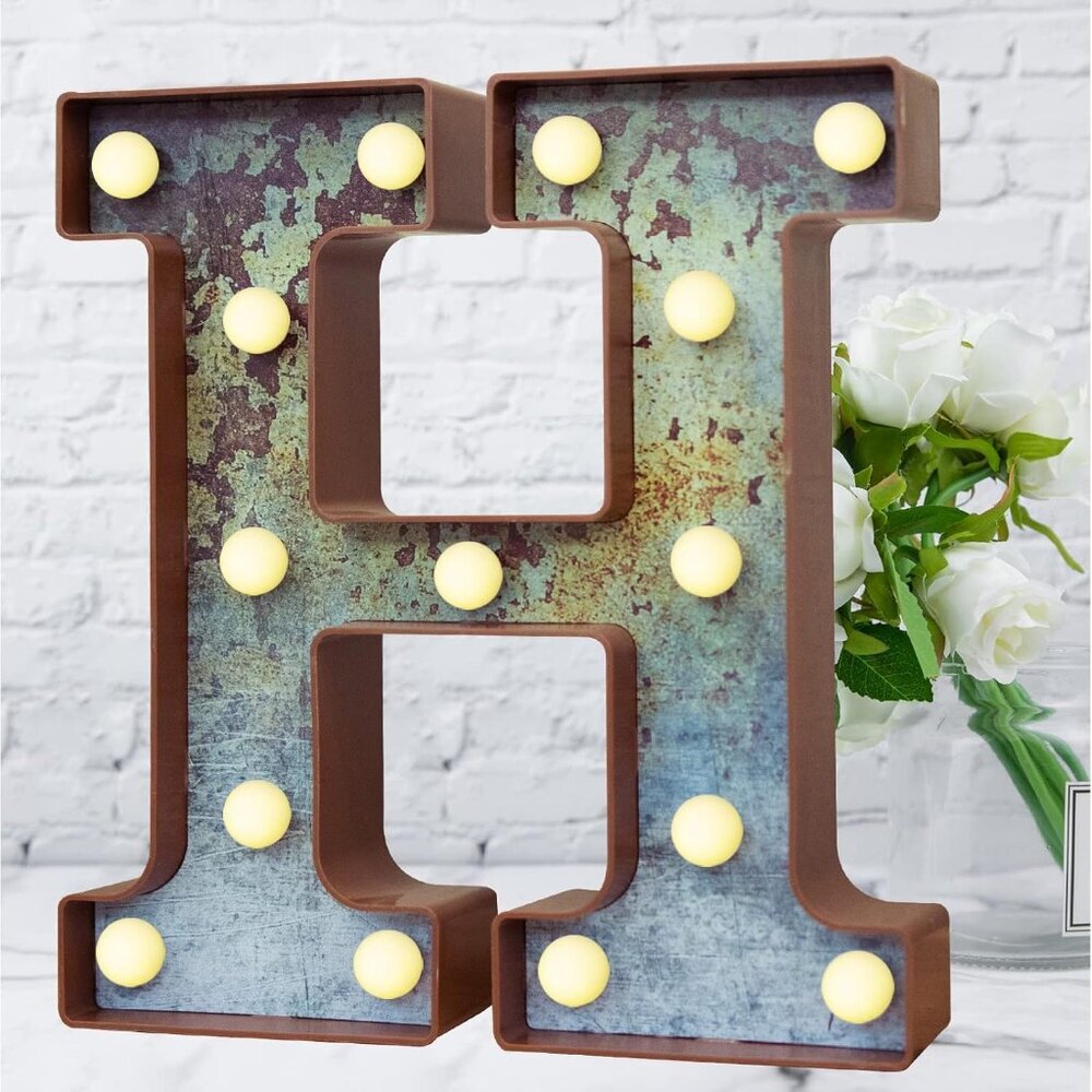 LED Marquee Light Up Letters Industrial Vintage Style Lighted Letters Rust Metal
